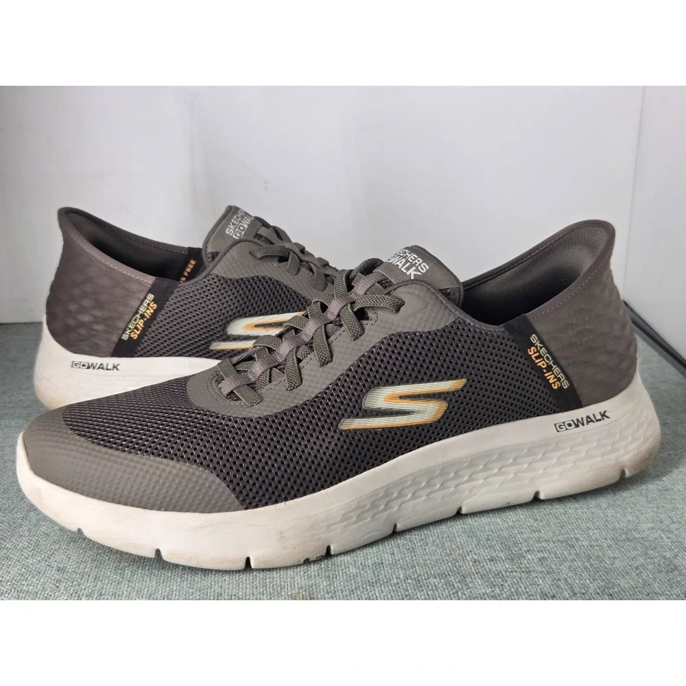 Skechers Slip-Ins GOwalk Flex Brown Comfort Shoes 216324 Mens 14